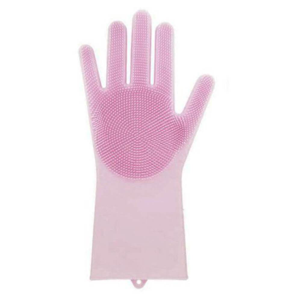 Magic Silicone Rubber Dish Washing Gloves Pink Right Hand