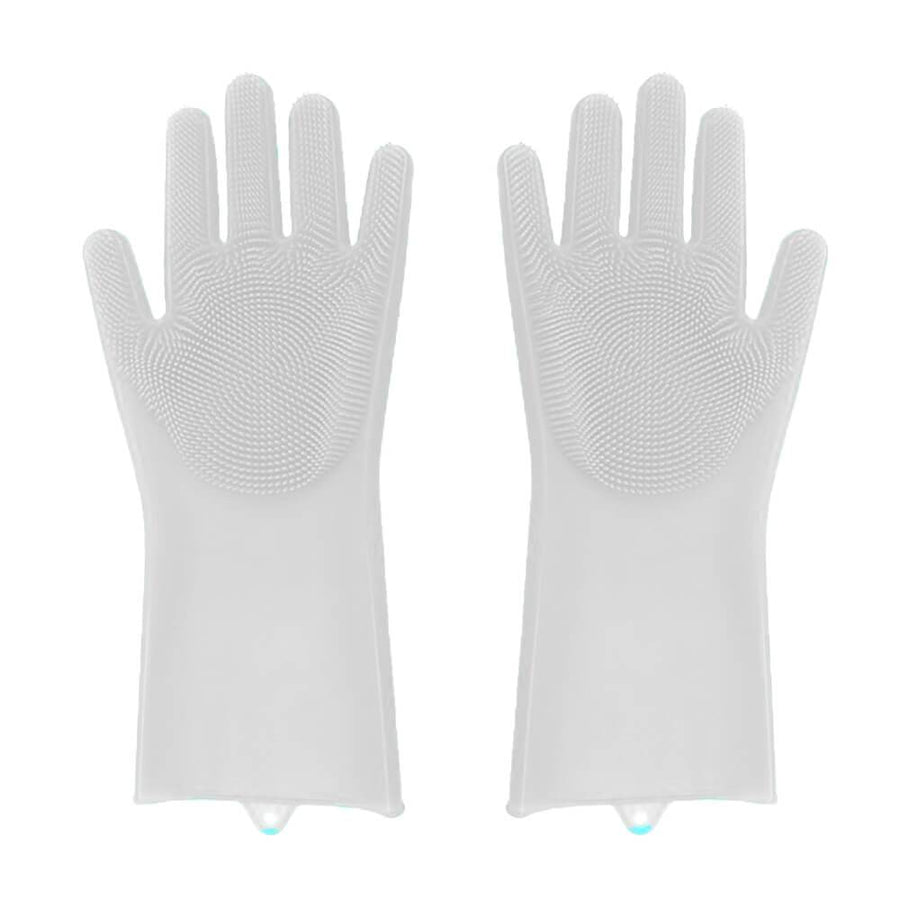 2-in-1 Silicone Dish Scrubber Glove White