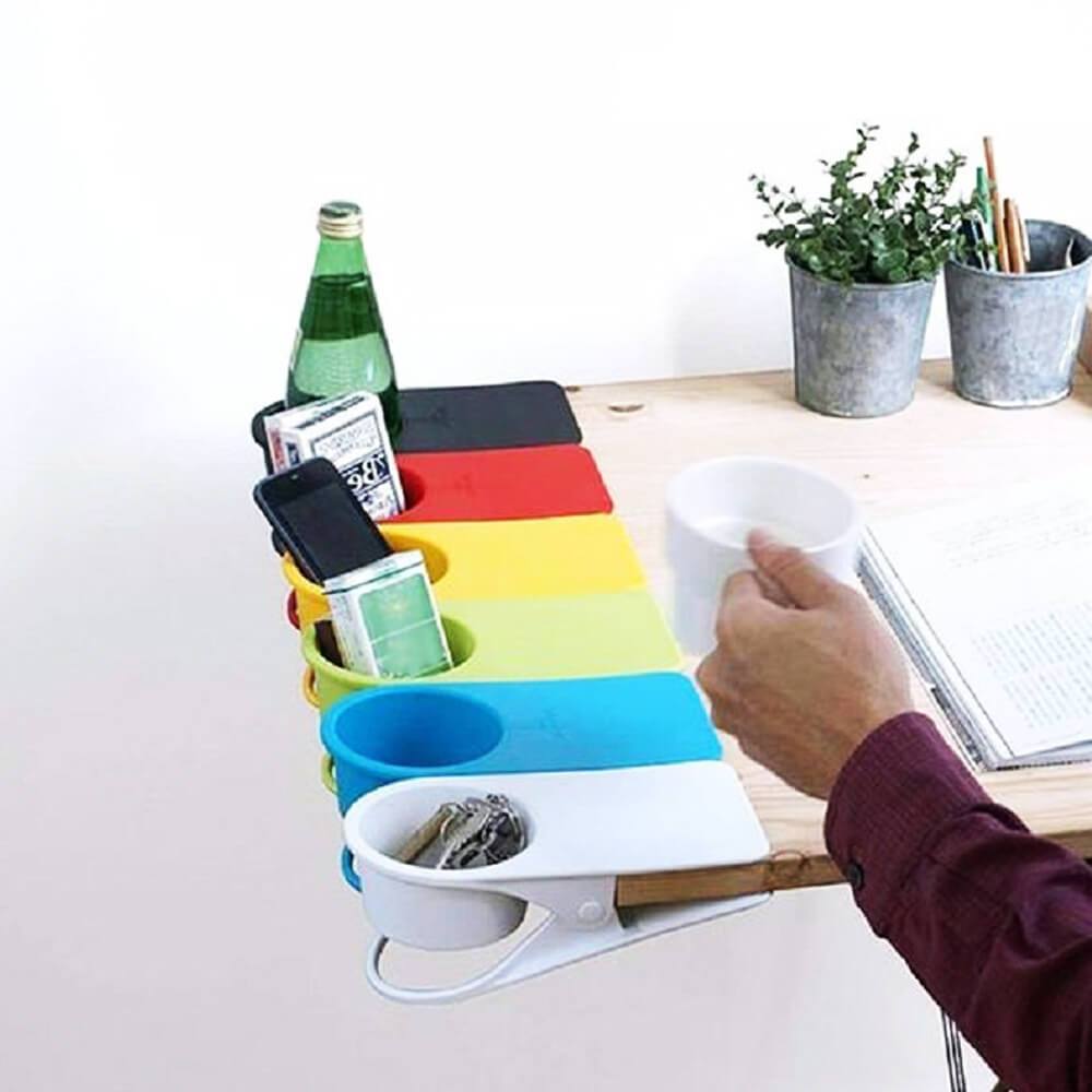 clip on cup holder for desk - desktop clip-on cup holder