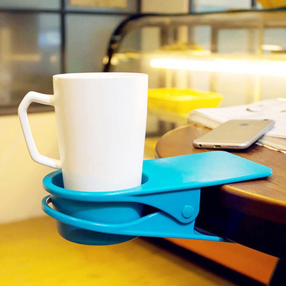 best desktop clip-on cup holder blue