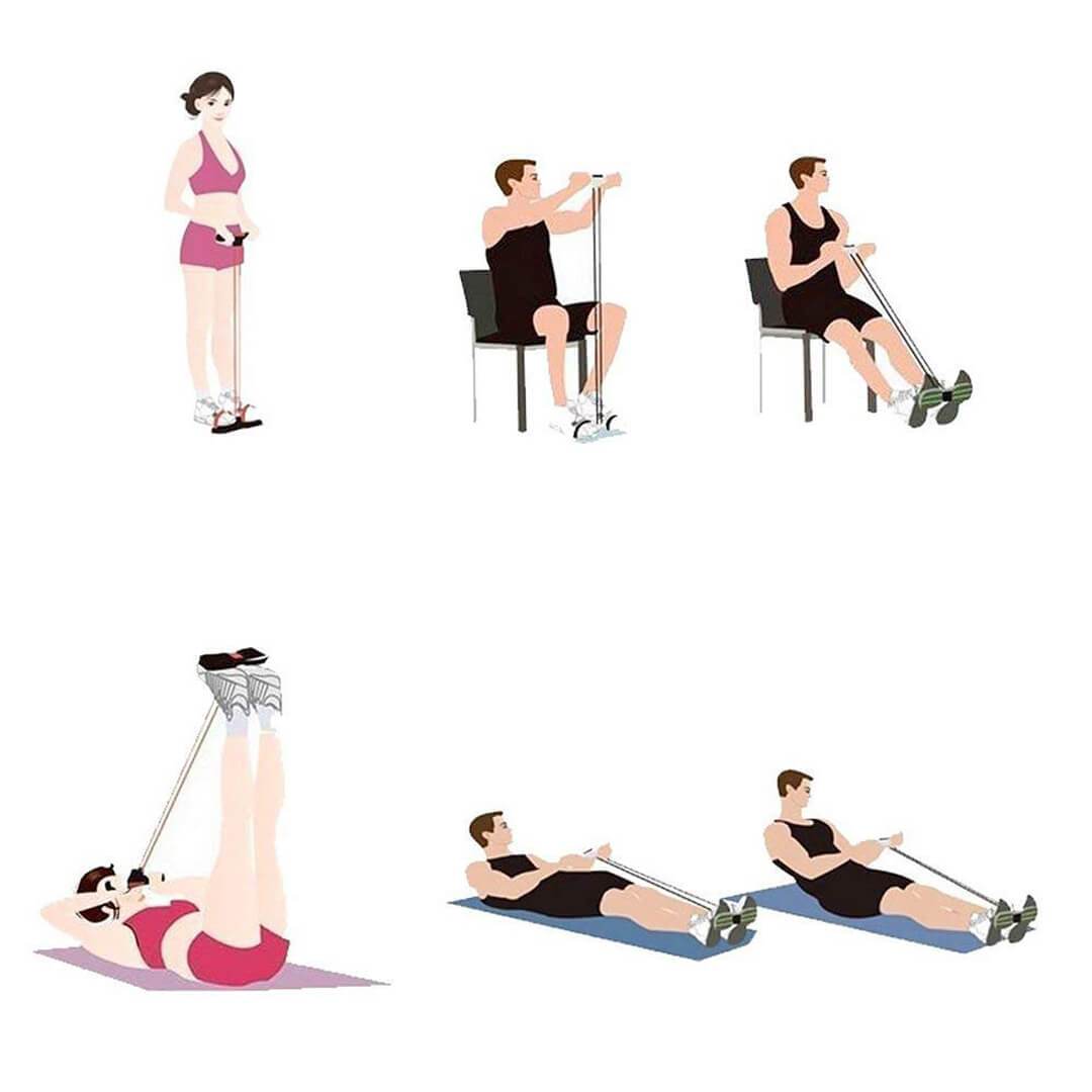 simple effective exercises to do at home - Latex Elastic Pedal Pull Rope