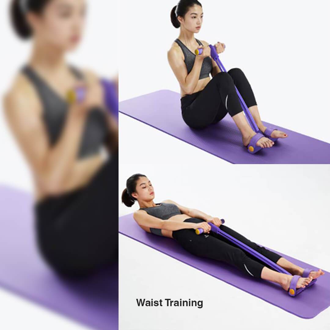 exercise for slim waist and flat tummy - Latex Elastic Pedal Pull Rope