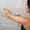 Incorporate the Phone and Tablet Holding Shower Pocket Curtain into your bathroom Ipad Iphone Samsung