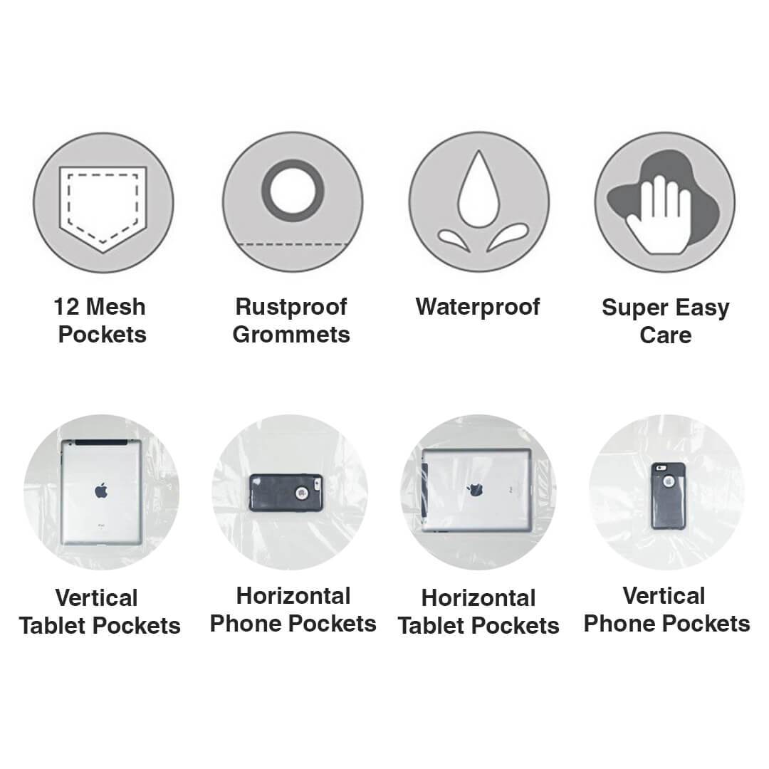 Incorporate the Phone and Tablet Holding Shower Pocket Curtain into your bathroom