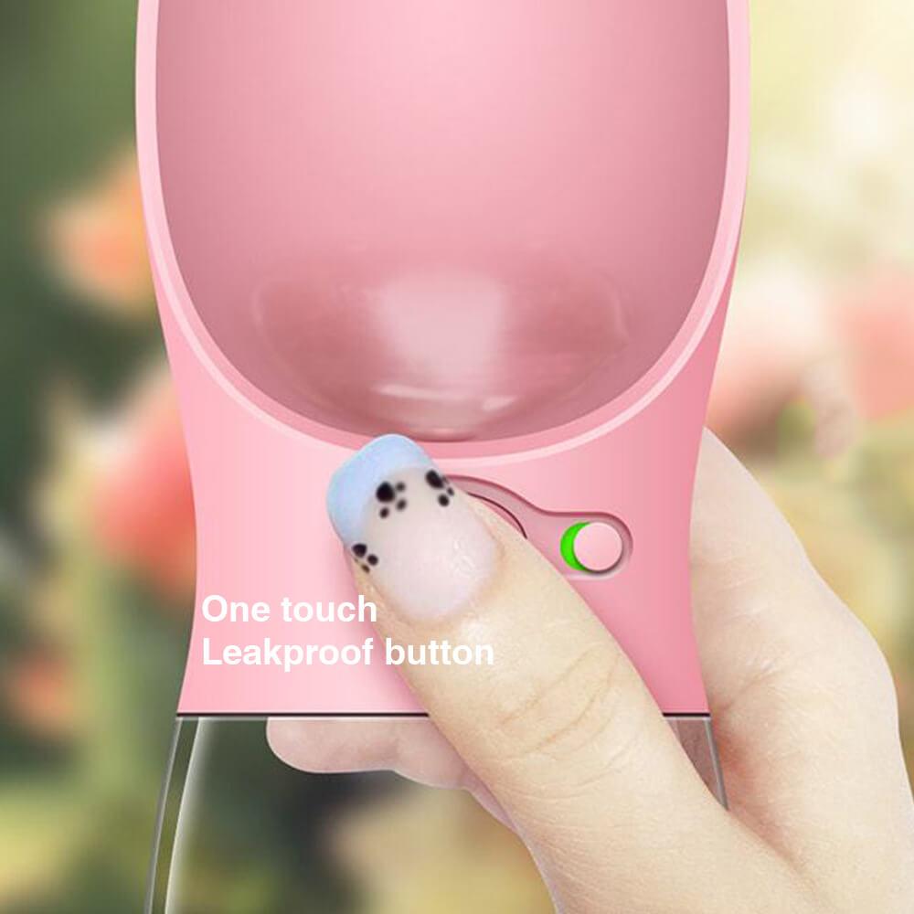 Leakproof dog bottle for walking pink