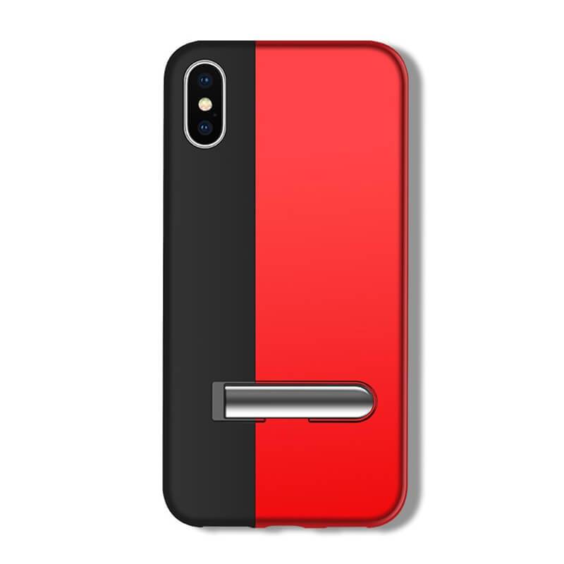 Two Tone Tight Fit Magnetic Metal iPhone Case 2019 Super Slim Cover with Kickstand Black Red