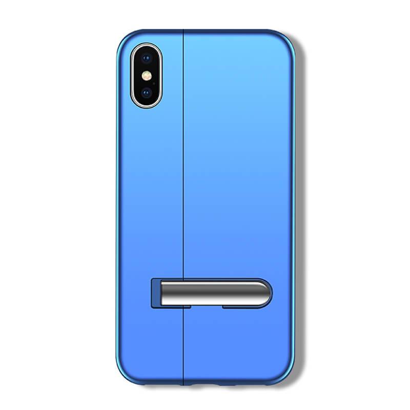 Two Tone Tight Fit Magnetic Metal iPhone Case 2019 Super Slim Cover with Kickstand Blue Mono Phone X XR XS Max