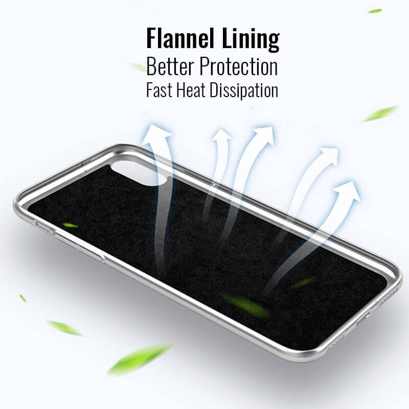 Two Tone Tight Fit Magnetic Metal iPhone Case 2019 Super Slim Cover with Kickstand Silver Flannel Lining