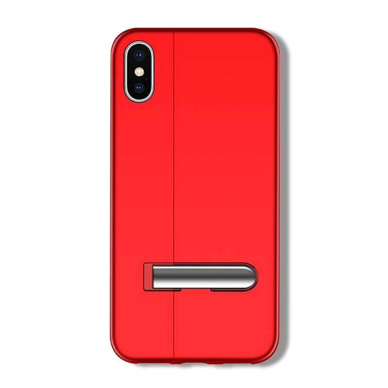 Two Tone Tight Fit Magnetic Metal iPhone Case 2019 Super Slim Cover with Kickstand Red Bright Mono