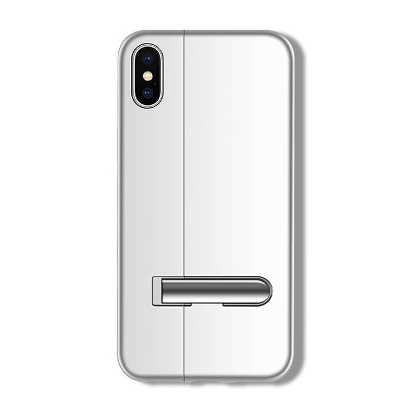 Two Tone Tight Fit Magnetic Metal iPhone Case 2019 Super Slim Cover with Kickstand Silver Bright Mono