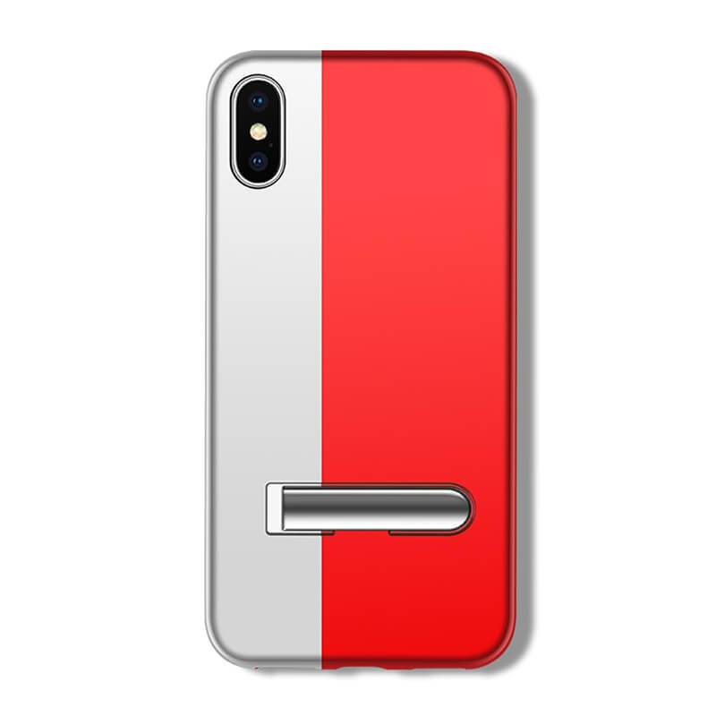 Two Tone Tight Fit Magnetic Metal iPhone Case 2019 Super Slim Cover with Kickstand Silver Red