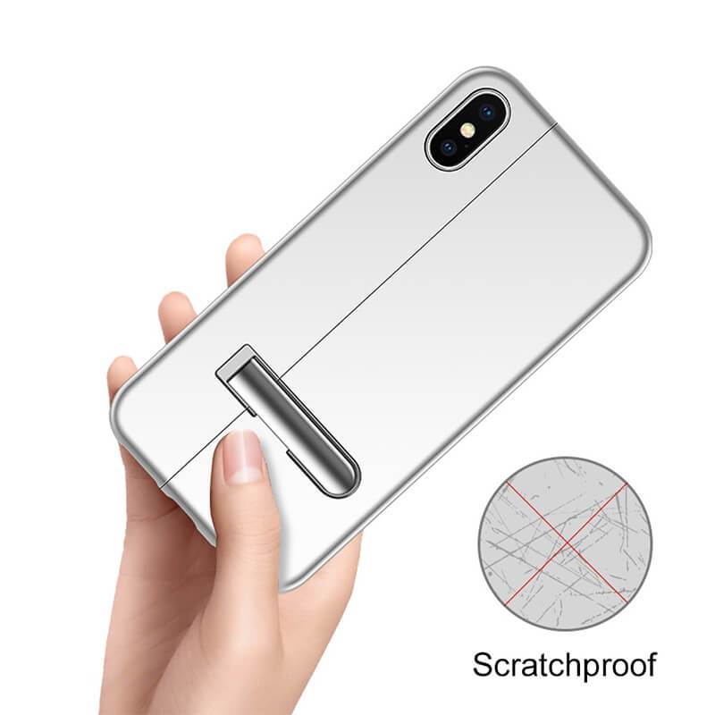Two Tone Tight Fit Magnetic Metal iPhone Case 2019 Super Slim Cover with Kickstand Silver anti scratch